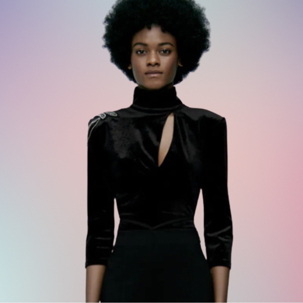 Zara Beaded Velvet Bodysuit